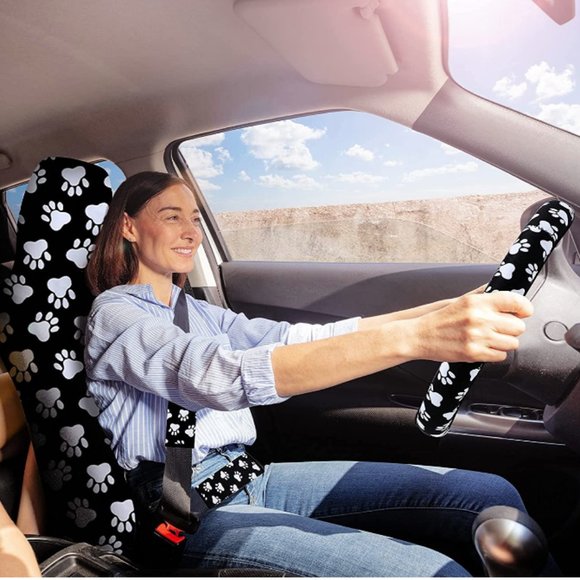 ***10Pc Paw Print Full Interior Car Accessories Set - Picture 4 of 6